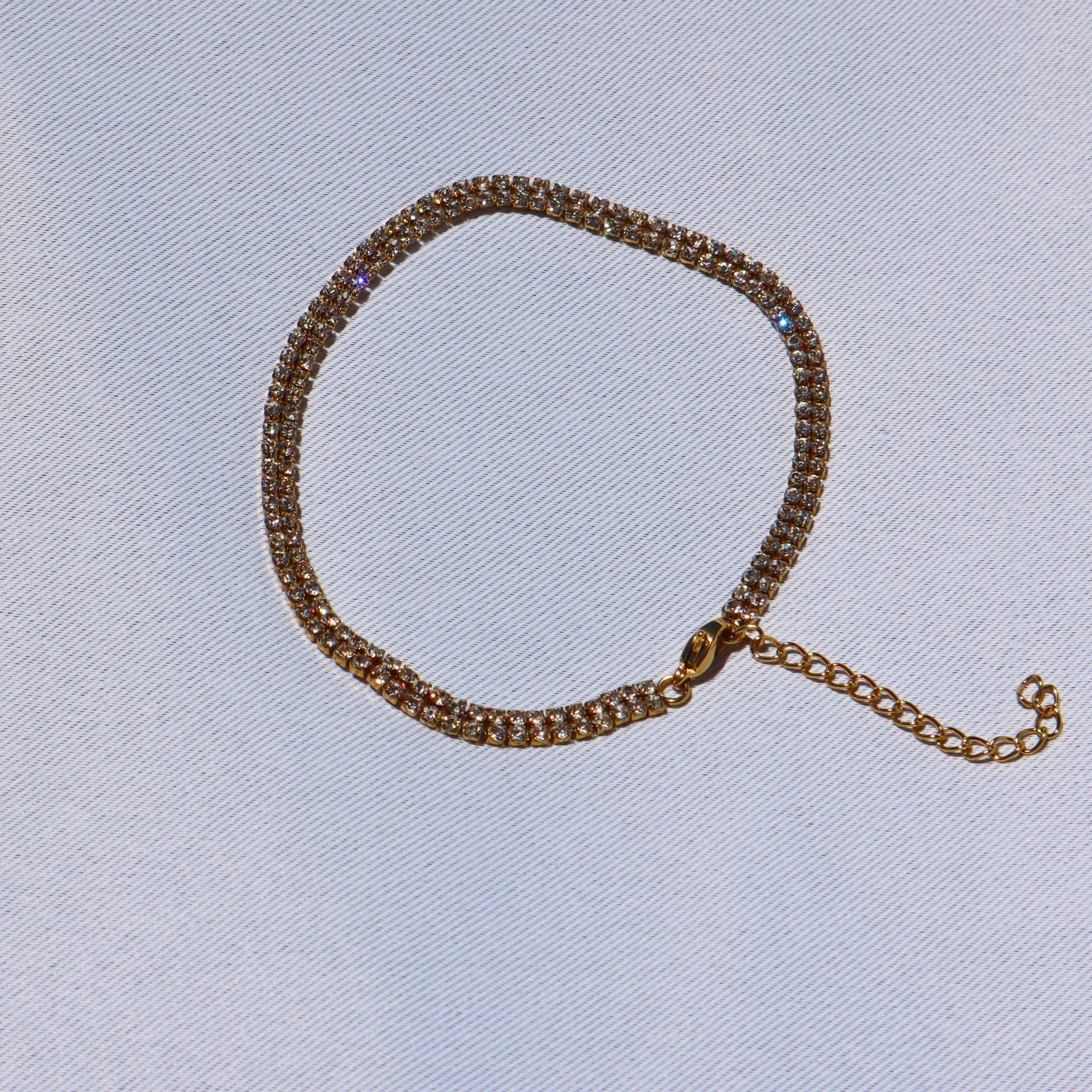 Rhinestone Tennis Anklet – 18K PVD Gold Stainless Steel Waterproof