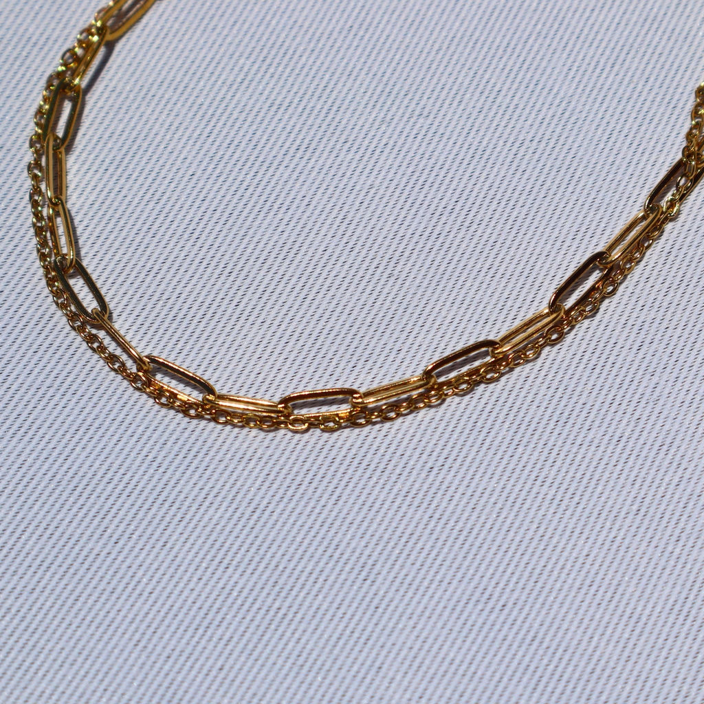 Double Layer Paperclip Anklet – Waterproof Gold Anklet