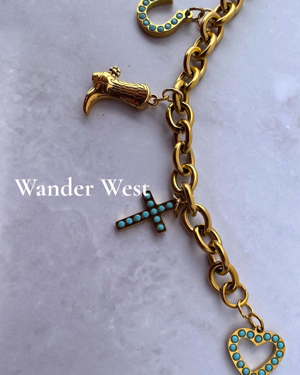 Wander West – Custom Western Bag Charms 18K Gold – Waterproof Gold Jewelry – Aella Jewelry Co.