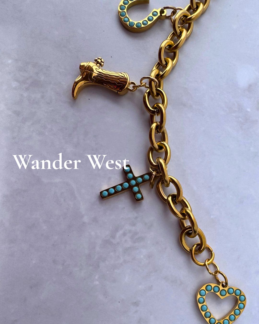 Wander West – Custom Western Bag Charms 18K Gold – Waterproof Gold Jewelry – Aella Jewelry Co.