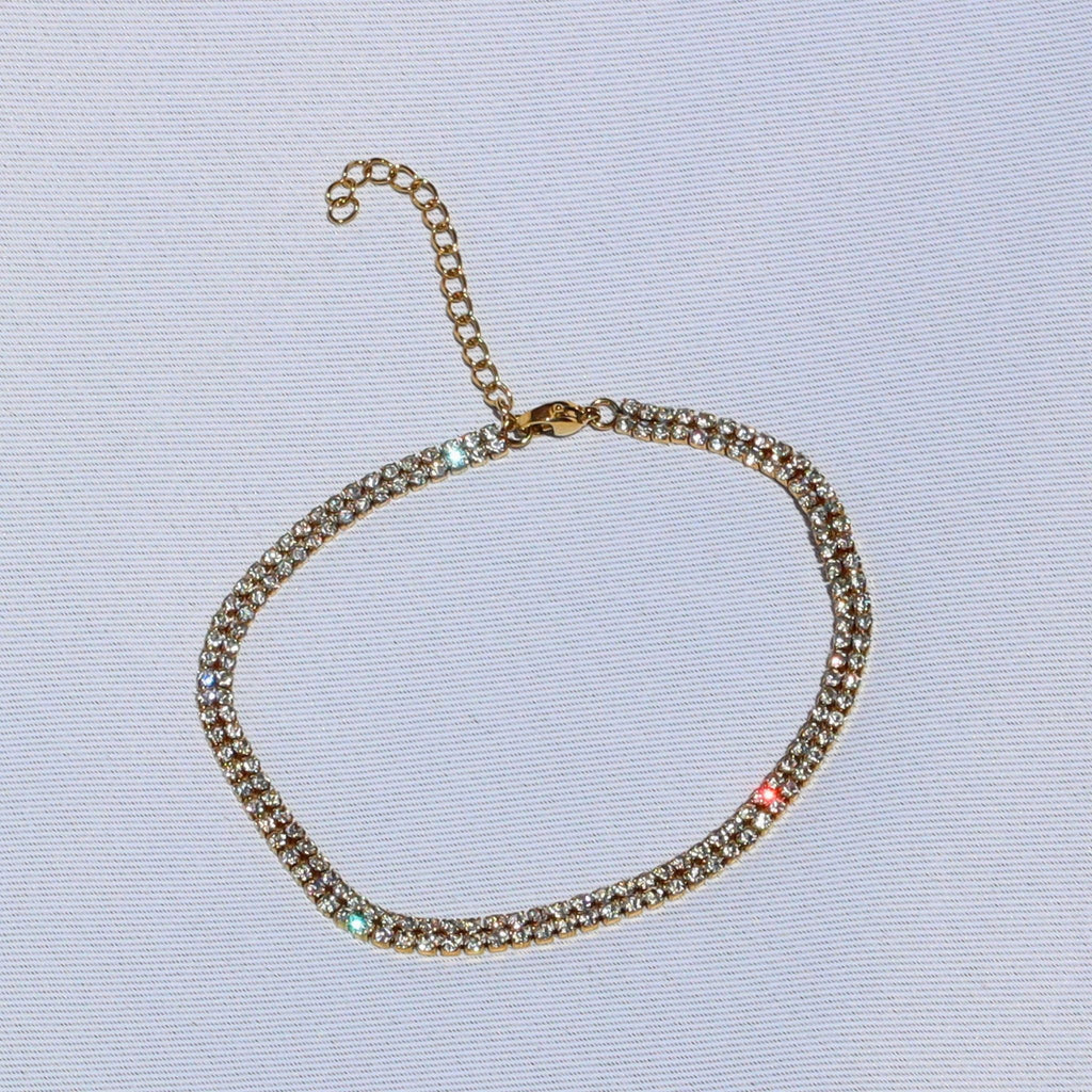 Rhinestone Tennis Anklet – 18K PVD Gold Stainless Steel Waterproof