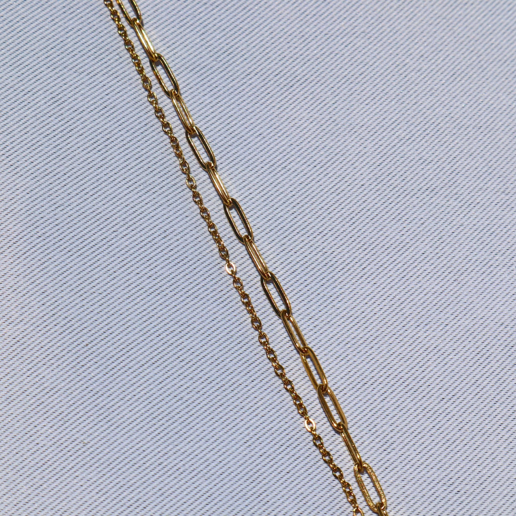 Double Layer Paperclip Anklet – Waterproof Gold Anklet