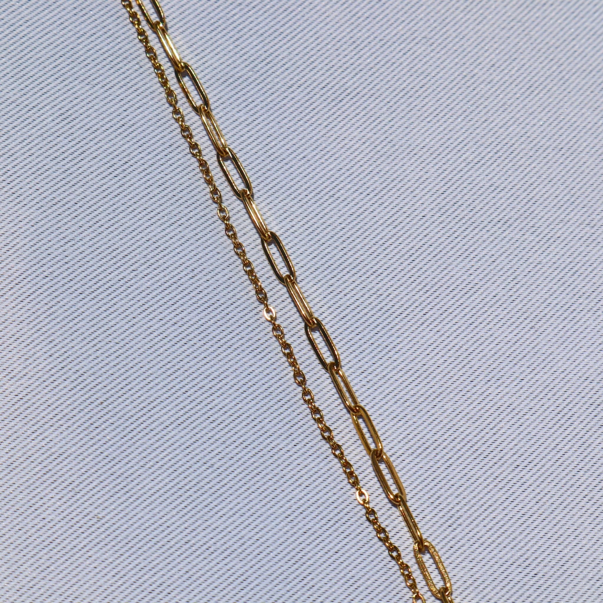 Double Layer Paperclip Anklet – Waterproof Gold Anklet