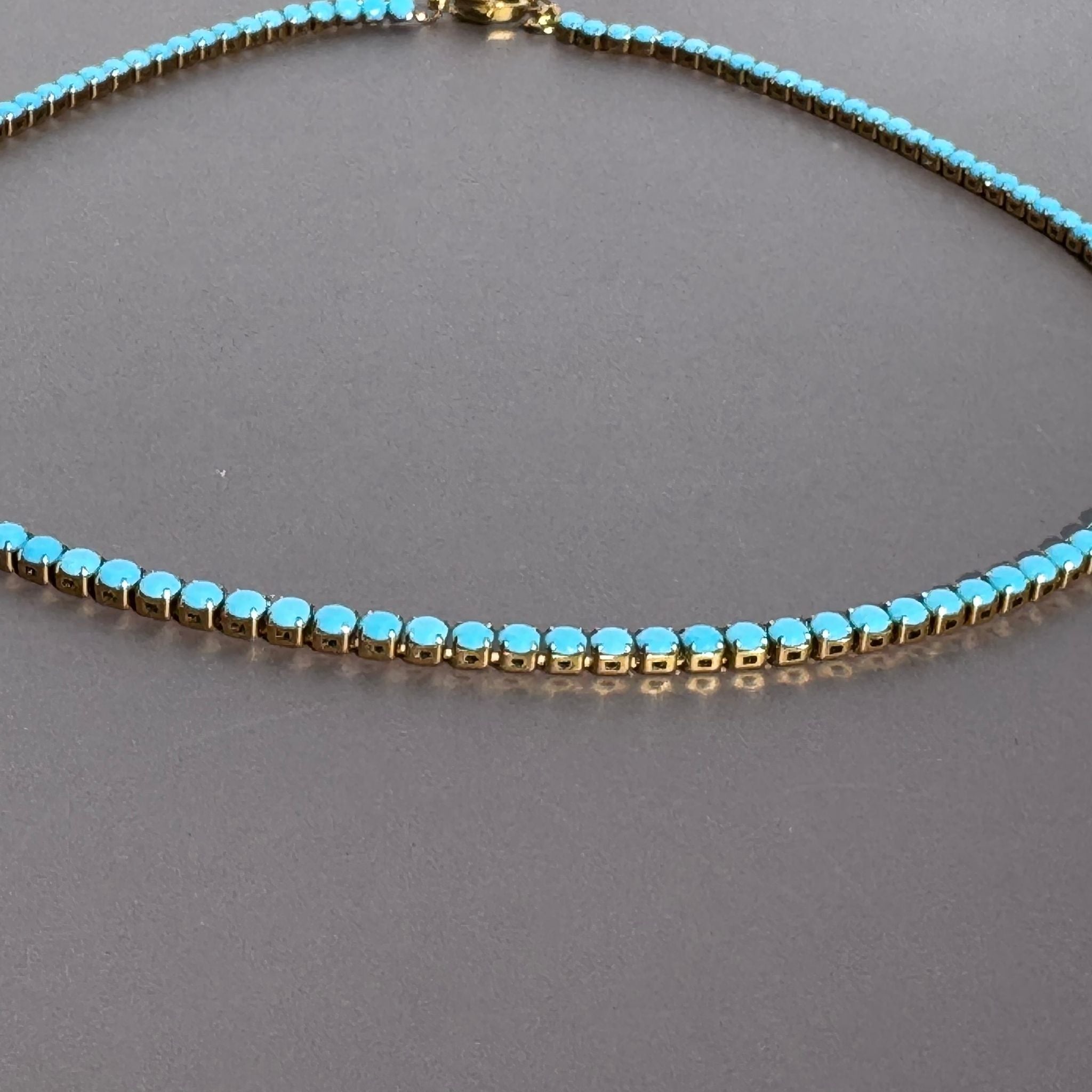 Turquoise Tennis Necklace – Waterproof Gold Beaded Necklace – Waterproof Gold Jewelry – Aella Jewelry Co.