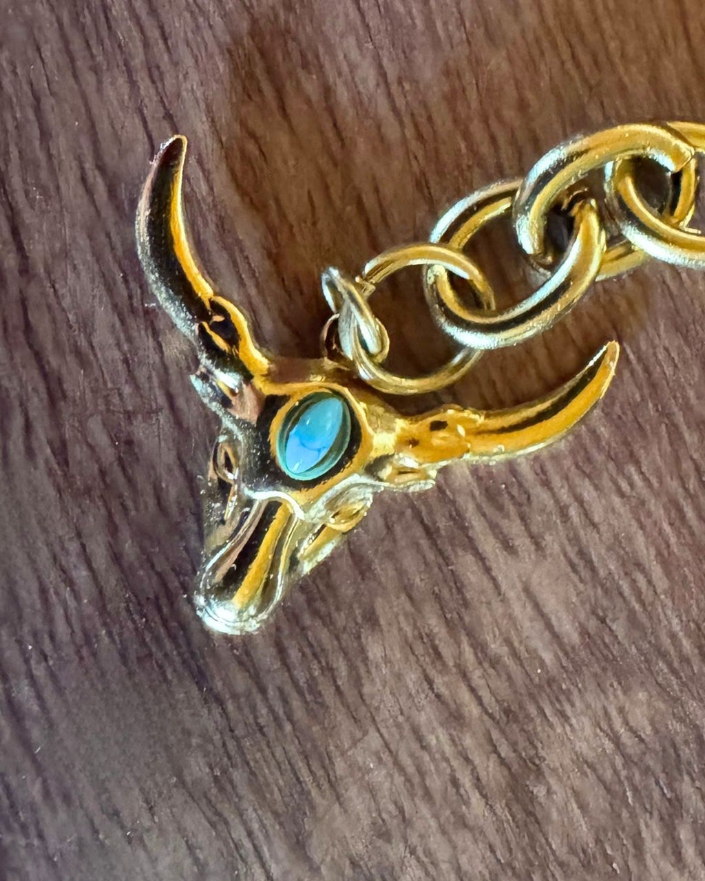 Western Cowgirl Gold Bag Charm Chain – Purse Charm with Cross, Heart & Turquoise, Bull Details