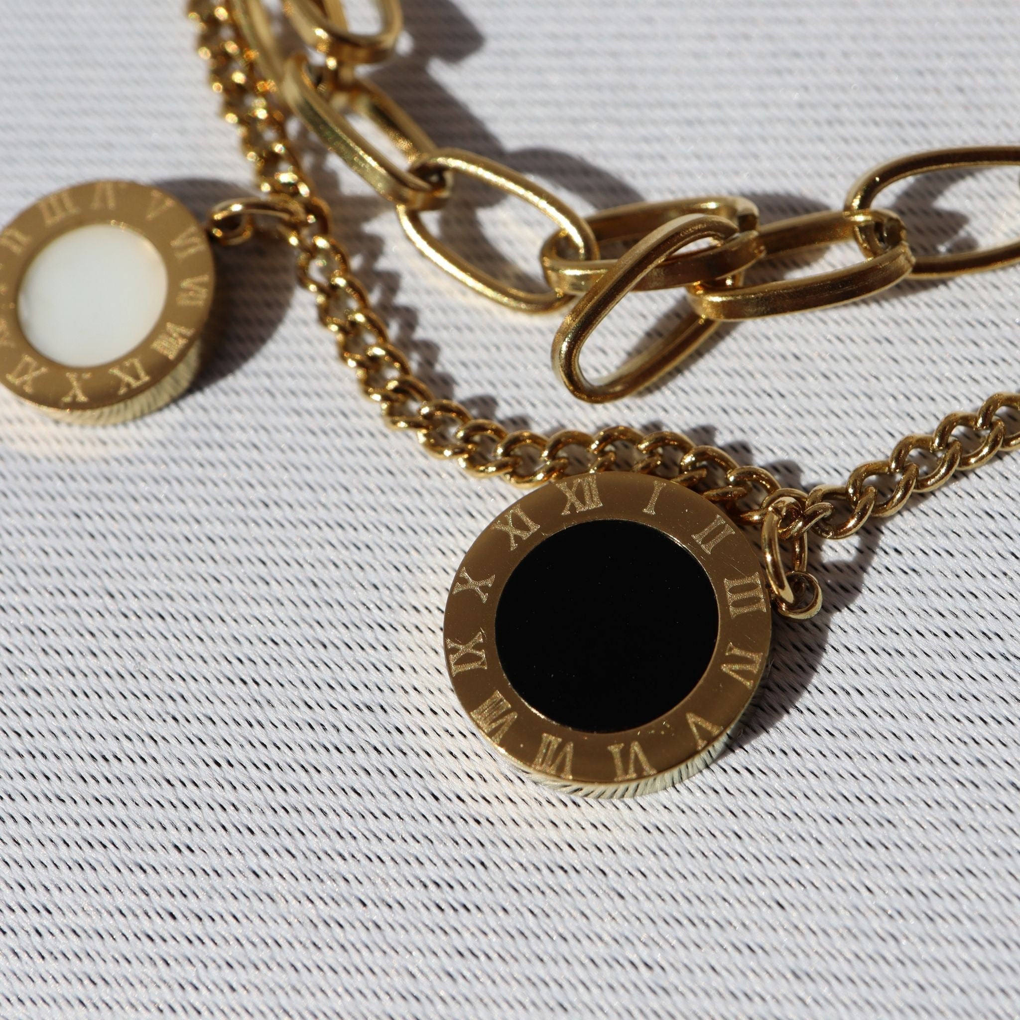 Roma Disc Charm Layered Bracelet – 18K Gold Plated Stainless Steel